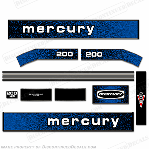 Mercury 1979 200HP Outboard Engine Decals INCR10Aug2021