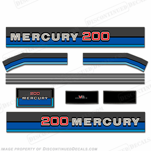 Mercury 1980 200HP Outboard Engine Decals INCR10Aug2021