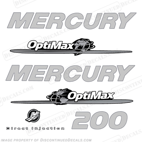 Mercury 200hp Decal Kit - Custom Design (Chrome/Silver) INCR10Aug2021