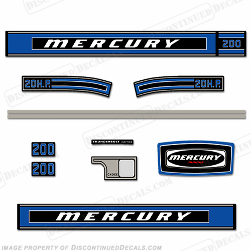 Mercury 1975 20HP Outboard Engine Decals INCR10Aug2021
