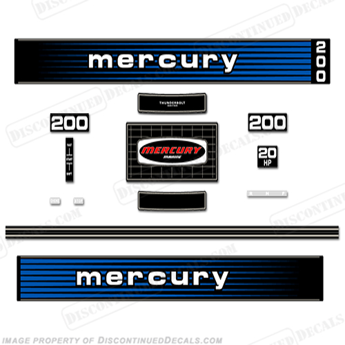 Mercury 1978 20HP Outboard Engine Decals INCR10Aug2021