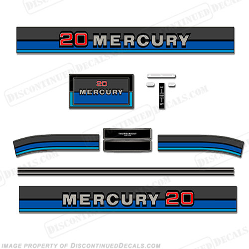 Mercury 1980 20HP Outboard Engine Decals INCR10Aug2021