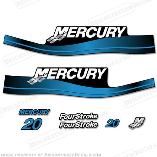 Mercury 20hp 4-Stroke Decal Kit 1999-2006 (Blue) INCR10Aug2021