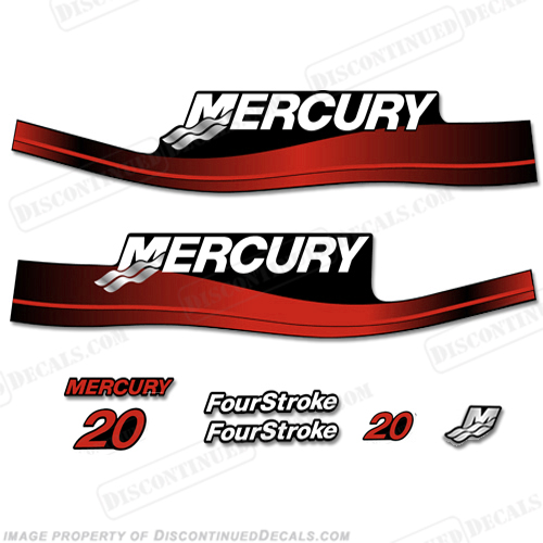 Mercury 20hp 4-Stroke Decal Kit 1999-2006 (Red) INCR10Aug2021
