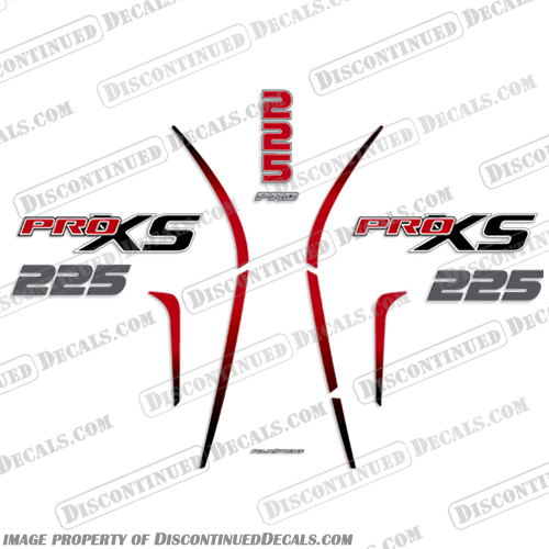 Mercury 225 PROXS New 2018 and up - Partial Kit mercury, 250, proxs, pro, xs, new, 2018, 2019, 2020, 2021, 2022, red, black, outboard, decals, stickers, engine, boat, 200, 200hp, 250hp, 225, 225hp, partial,