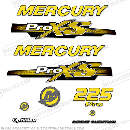 Mercury 225hp Optimax ProXS Outboadrs Motor Laminated Decals Boat Stickers Set 