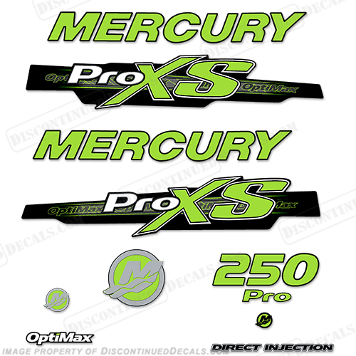Mercury 250hp ProXS 2013+ Style Decals - Lime Green pro xs, optimax proxs, optimax pro xs, optimax pro-xs, pro-xs, 250 hp, INCR10Aug2021