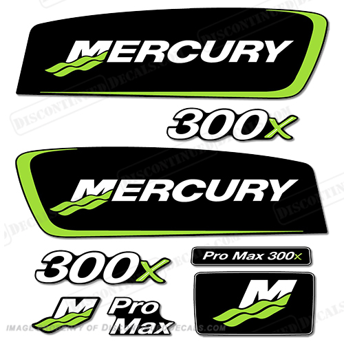 Mercury 300x ProMax Decals - Lime Green pro. max, pro max, pro-max, INCR10Aug2021