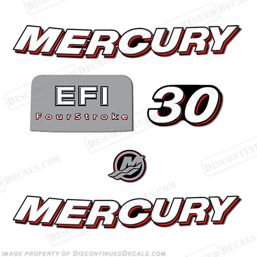 Mercury 30hp FourStroke EFI Decal Kit - 2006 INCR10Aug2021