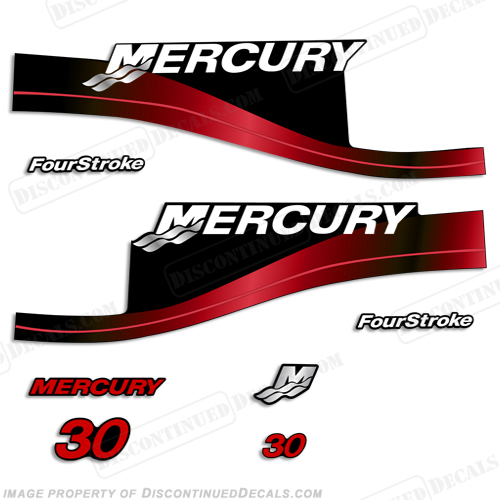 Mercury 30hp FourStroke Decal Kit 1999-2004 (Red) INCR10Aug2021