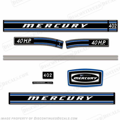 Mercury 1972 40HP Outboard Engine Decals INCR10Aug2021