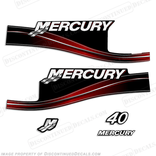 Mercury 40hp 2 Stroke Decal Kit 2005 - 2009 40 hp, 2 stroke, 2005, 2006, 2007, 2008, 2009, INCR10Aug2021