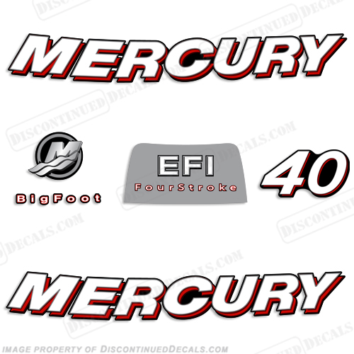 Mercury 40hp Fourstroke Decals (Red) 2006 INCR10Aug2021