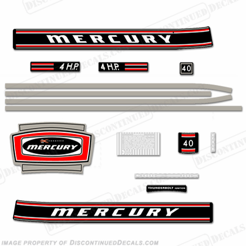 Mercury 1971 4HP Outboard Engine Decals INCR10Aug2021