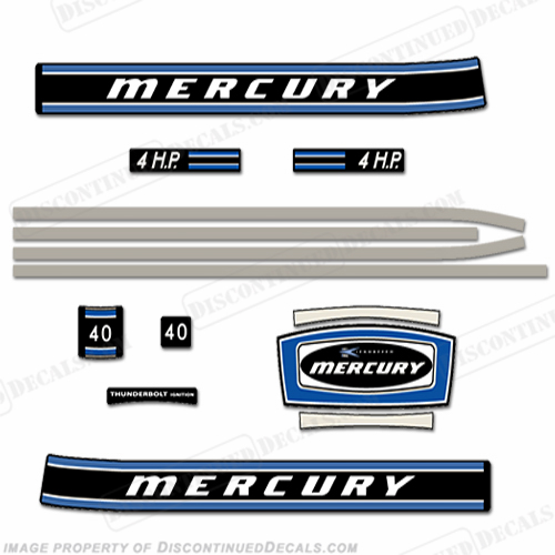 Mercury 1972 4HP Outboard Engine Decals INCR10Aug2021