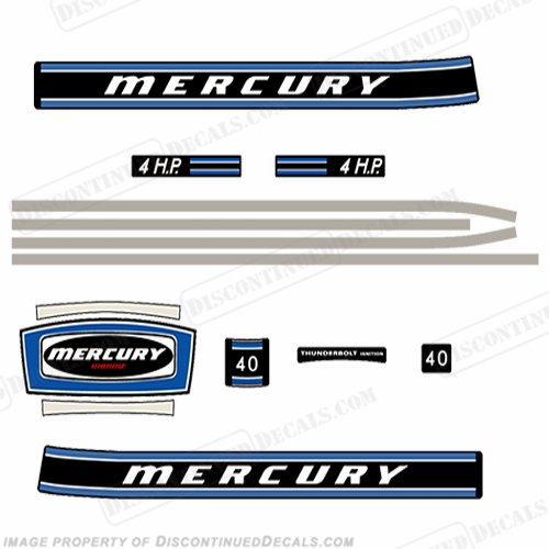 Mercury 1973 4HP Outboard Engine Decals INCR10Aug2021