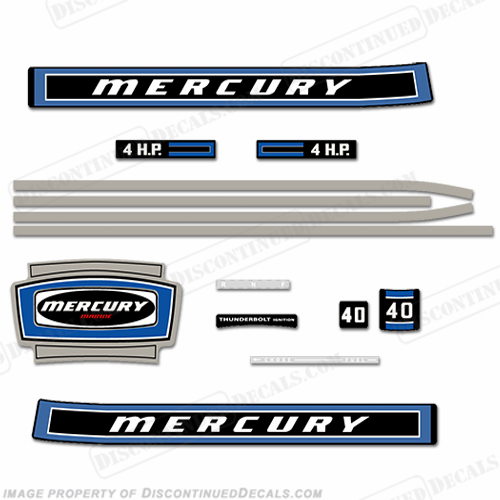 Mercury 1974 4hp Outboard Engine Decals INCR10Aug2021