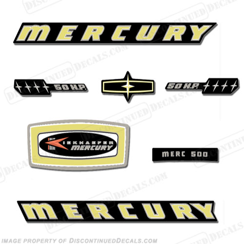 Mercury 1965 50HP Outboard Engine Decals INCR10Aug2021