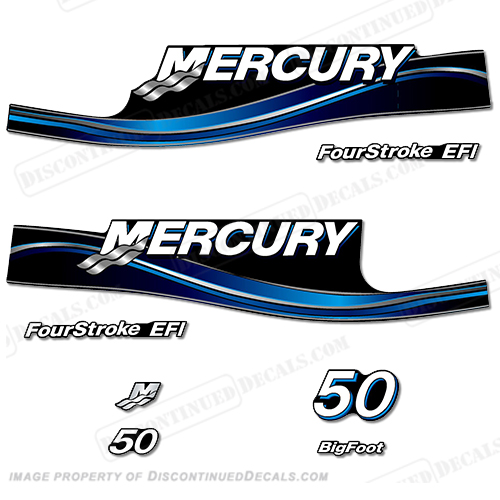 Mercury 50hp Four Stroke EFI Decals (Blue) - 2005 INCR10Aug2021