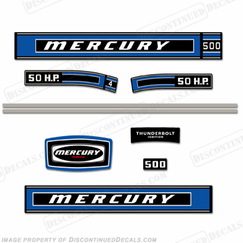 Mercury 1974 50hp Outboard Engine Decals INCR10Aug2021