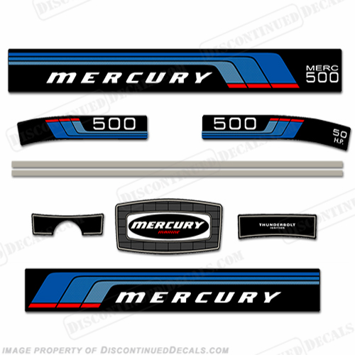 Mercury 1976 50HP Outboard Engine Decals INCR10Aug2021