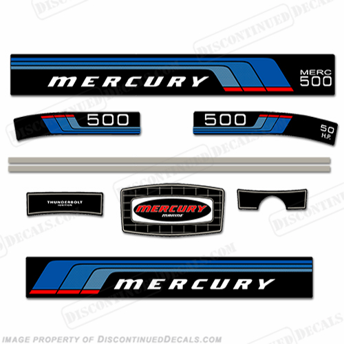 Mercury 1977 50HP Outboard Engine Decals INCR10Aug2021