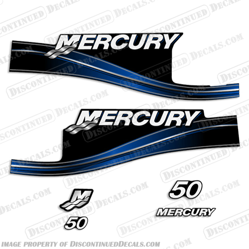 Mercury 50hp 2 Stroke Decal Kit (Blue) 2005 - 2009 50 hp, 2 stroke, 2005, 2006, 2007, 2008, 2009, 2-stroke, 05, 06, 07, 08, 09, INCR10Aug2021