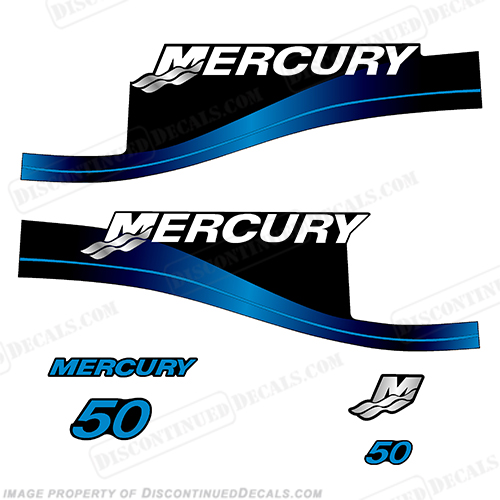 Mercury 50hp 2-Stroke Decals 1999-2004 (Blue) INCR10Aug2021