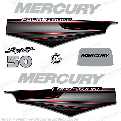 Mercury 50hp BigFoot FourStroke Decals - for year 2011 and up  big, foot, big foot, big-foot, INCR10Aug2021