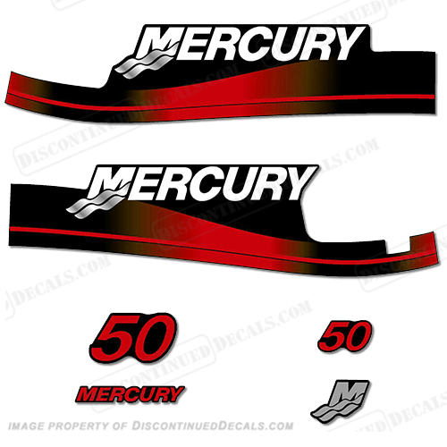 Mercury 50hp Decal Kit - w/Oil Window Cut-Out INCR10Aug2021