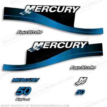 Mercury 50hp FourStroke Decals (Blue) - 2000 Bigfoot 50 hp, four stroke, 4 stroke, 4-stroke, four-stroke, big foot, 50, big-foot, INCR10Aug2021