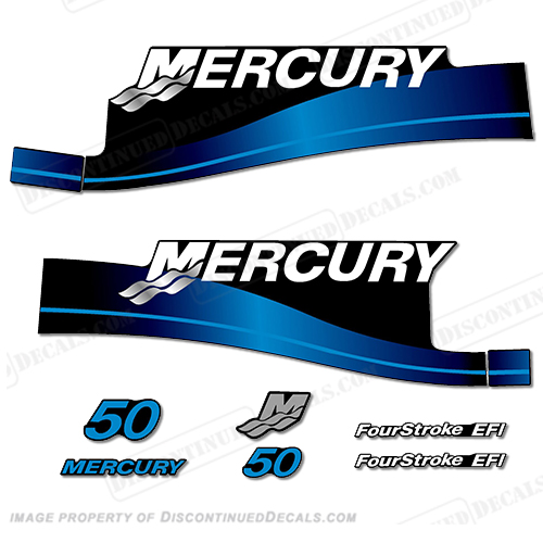 Mercury 50hp FourStroke EFI Decal Kit 2004 (Blue) INCR10Aug2021