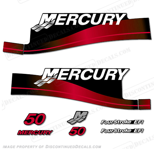 Mercury 50hp FourStroke EFI Decal Kit 2003 - 2004 (Red) INCR10Aug2021