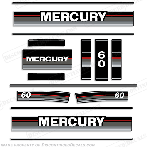 Mercury 1989-1990 60HP Outboard Decals INCR10Aug2021
