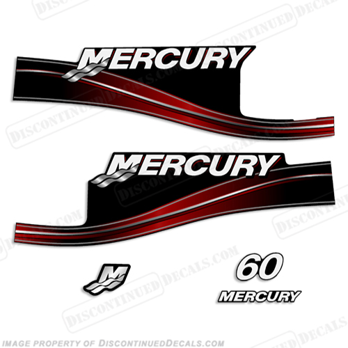 Mercury 60hp 2 Stroke Decal Kit 2005 - 2009 60 hp, 2 stroke, 2005, 2006, 2007, 2008, 2009, INCR10Aug2021