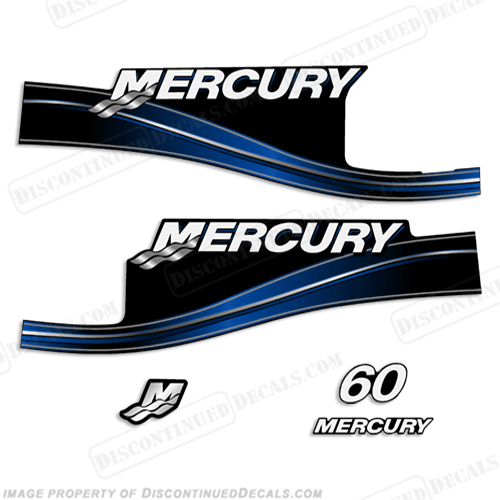 Mercury 60hp 2 Stroke Decal Kit (Blue) 2005 - 2009 60 hp, 2stroke, 2005, 2006, 2007, 2008, 2009, 2-stroke, 05, 06, 07, 08, 09, INCR10Aug2021