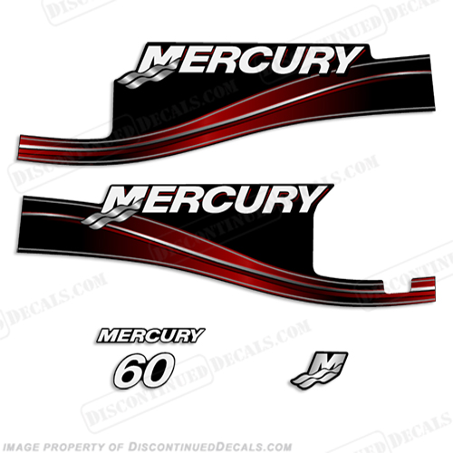 Mercury 60hp 2 Stroke Decal Kit 2005 - 2009 with Oil Window 60 hp, 2 stroke, 2005, 2006, 2007, 2008, 2009, oil window, 60, INCR10Aug2021