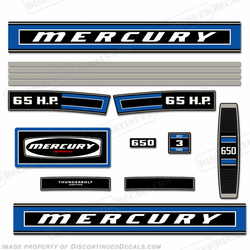 Mercury 1974 65hp Outboard Engine Decals INCR10Aug2021