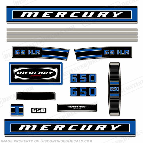 Mercury 1975 65HP Outboard Engine Decals INCR10Aug2021