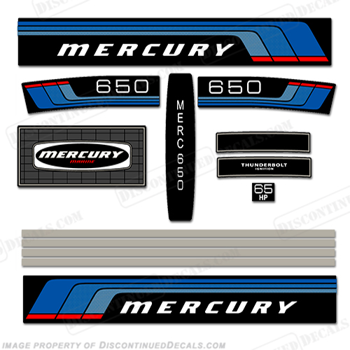Mercury 1976 65HP Outboard Engine Decals INCR10Aug2021