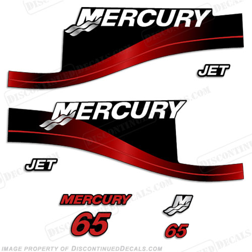 Mercury 65hp "Jet Drive" Two Stroke Decals (Red) INCR10Aug2021