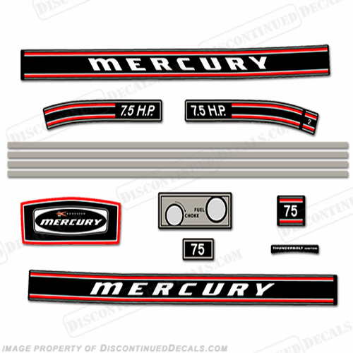 Mercury 1971 7.5hp Outboard Engine Decals INCR10Aug2021