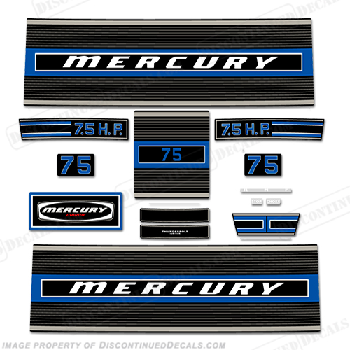 Mercury 1975 7.5HP Outboard Engine Decals INCR10Aug2021