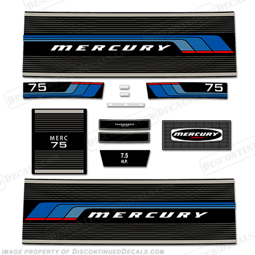 Mercury 1976 7.5HP Outboard Engine Decals INCR10Aug2021