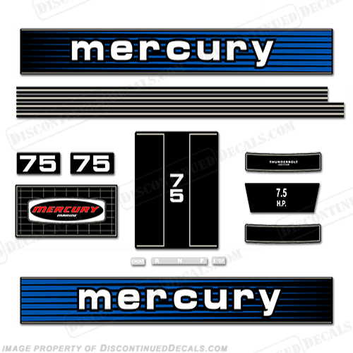 Mercury 1978 7.5HP Outboard Engine Decals INCR10Aug2021