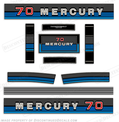 Mercury 1980-1982 70HP Outboard Engine Decals INCR10Aug2021