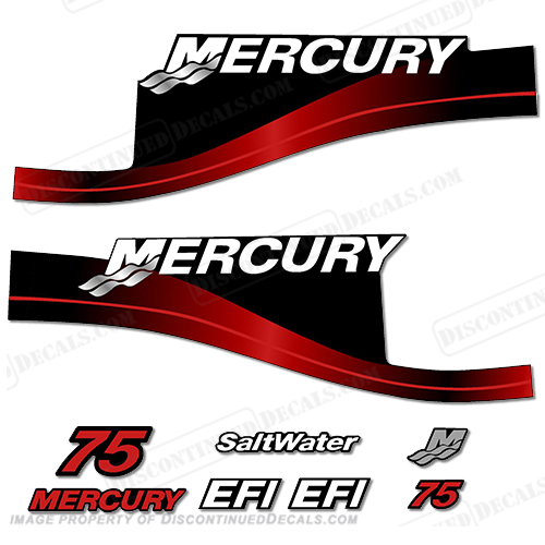 Mercury 75hp EFI Decal Kit (Red) INCR10Aug2021