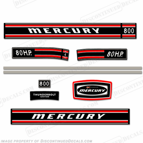 Mercury 1971 80HP Outboard Engine Decals INCR10Aug2021
