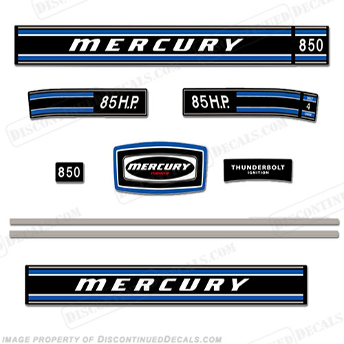 Mercury 1973 85hp Outboard Engine Decals INCR10Aug2021