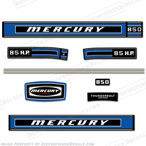Mercury 1974 85hp Outboard Engine Decals INCR10Aug2021